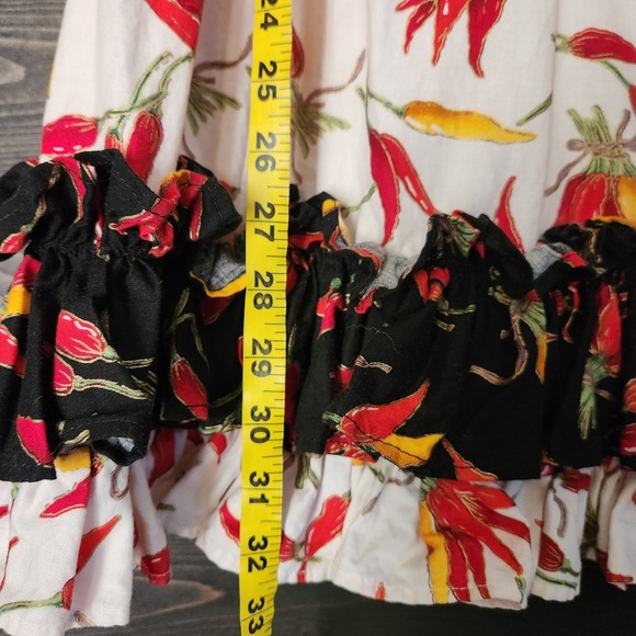 Red Chili Pepper Midi Art Maxi Skirt Boho Abstract All Over Print Home Made - Picture 4 of 14